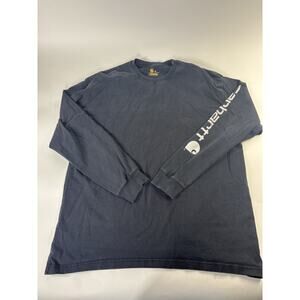 Carhartt Shirt Mens XL Tall Navy Blue Original Fit Long Sleeve Workwear LOGO